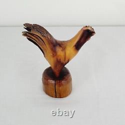 Antique Wood Carving Folk Art Chicken Sculpture Old Vintage Rustic Americana