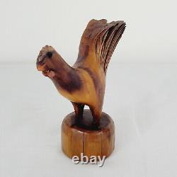 Antique Wood Carving Folk Art Chicken Sculpture Old Vintage Rustic Americana