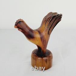 Antique Wood Carving Folk Art Chicken Sculpture Old Vintage Rustic Americana