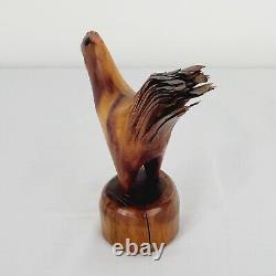 Antique Wood Carving Folk Art Chicken Sculpture Old Vintage Rustic Americana