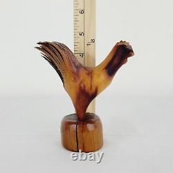 Antique Wood Carving Folk Art Chicken Sculpture Old Vintage Rustic Americana