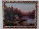 Antique about 100 years Old Oil Painting Nature of the Bavarian Lake and Alps