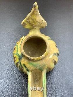 Antique handmade indus pottery lamp, very rare old lamp unique peace