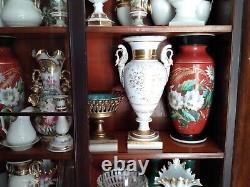 Antique large old paris porcelain urn / vase french empire swan handles gold