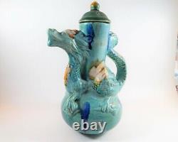 Antique or Vintage Chinese Japanese Ceramic Dragon Teapot Ewer Old Stickers 10