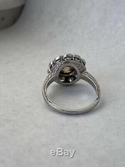 Antique platinum Edwardian fancy brown and colorless old European diamond ring