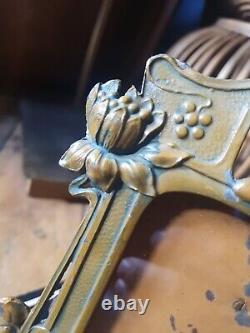 Antique vintage old Art nouveau metal maiden frog copper picture photo frame