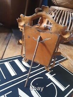 Antique vintage old Art nouveau metal maiden frog copper picture photo frame