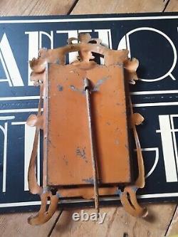 Antique vintage old Art nouveau metal maiden frog copper picture photo frame