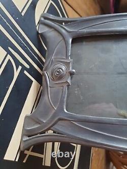 Antique vintage old Arts and Crafts Scottish pewter picture photo frame
