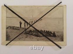 Antique vintage old photo postcard unloading bags sailing ship Thursday Island