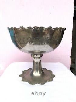 Antique vintage old tableware brass fruit bowl with chromium nickel plated b-48
