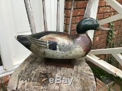 Antique vintage old wooden working Early Premier Mason Mallard duck decoy