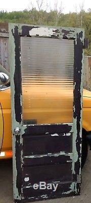 Architectural Salvage Corrugated Glass Official Door Vintage Old or Antique Oak