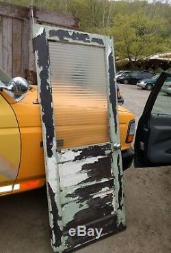 Architectural Salvage Corrugated Glass Official Door Vintage Old or Antique Oak