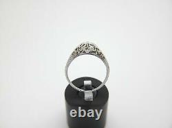 Art Deco 18k White Gold Natural Old European Diamond Vintage Ring