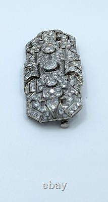 Art Deco 7ct VS Old Cut Diamond Platinum Brooch Antique/Vintage one of a kind