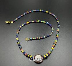 Asian Trade Old Antique Vintage Glass Beads Magic Eye Agate Beads Necklace