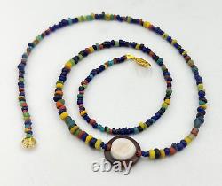 Asian Trade Old Antique Vintage Glass Beads Magic Eye Agate Beads Necklace