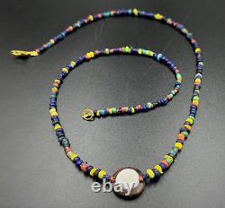 Asian Trade Old Antique Vintage Glass Beads Magic Eye Agate Beads Necklace