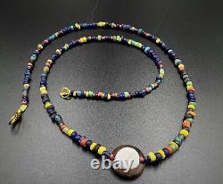 Asian Trade Old Antique Vintage Glass Beads Magic Eye Agate Beads Necklace