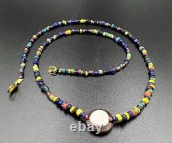 Asian Trade Old Antique Vintage Glass Beads Magic Eye Agate Beads Necklace