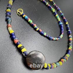 Asian Trade Old Antique Vintage Glass Beads Magic Eye Agate Beads Necklace