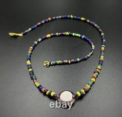 Asian Trade Old Antique Vintage Glass Beads Magic Eye Agate Beads Necklace