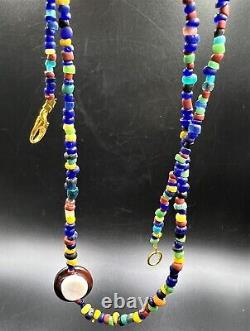 Asian Trade Old Antique Vintage Glass Beads Magic Eye Agate Beads Necklace