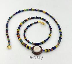 Asian Trade Old Antique Vintage Glass Beads Magic Eye Agate Beads Necklace