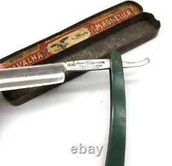 Beautiful Antique used old Antique razor in original box vintage metal 17cm gift