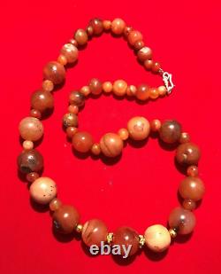 Beautiful Himalayan Tibetan Trade Antique Vintage Old Carnelian Agate Beads Mala