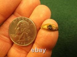 Beautiful Little Old Vtg Antique Ladies Girls 10k Yellow Gold & Blue Topaz Ring