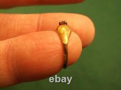 Beautiful Little Old Vtg Antique Ladies Girls 10k Yellow Gold & Blue Topaz Ring