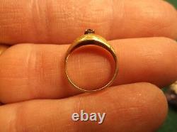 Beautiful Little Old Vtg Antique Ladies Girls 10k Yellow Gold & Blue Topaz Ring