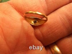 Beautiful Little Old Vtg Antique Ladies Girls 10k Yellow Gold & Blue Topaz Ring