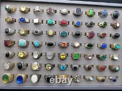 Beautiful Old vintage antique. Used Brass. Glass, 63 rings lot. Size 6 to 10