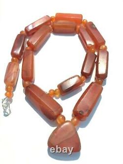 Beautiful Vintage Old Antique Pre Ankor Carnelian Agate Beads Necklace Cambodia