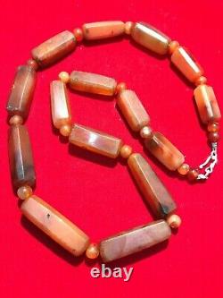 Beautiful Vintage Old Antique Pre Ankor Carnelian Agate Beads Necklace Cambodia