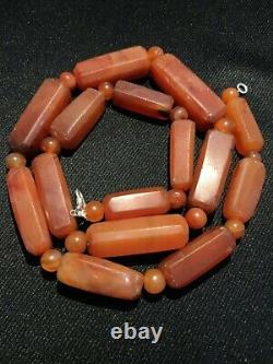 Beautiful Vintage Old Antique Pre Ankor Carnelian Agate Beads Necklace Cambodia