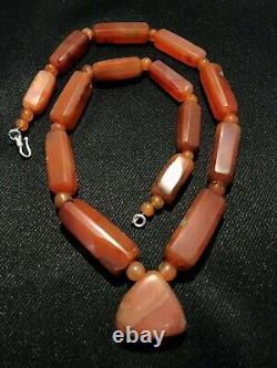 Beautiful Vintage Old Antique Pre Ankor Carnelian Agate Beads Necklace Cambodia