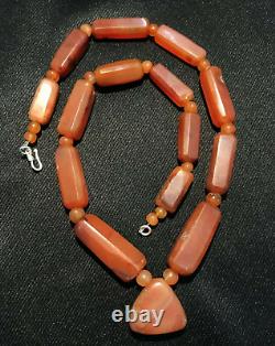 Beautiful Vintage Old Antique Pre Ankor Carnelian Agate Beads Necklace Cambodia