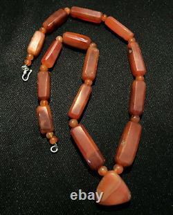 Beautiful Vintage Old Antique Pre Ankor Carnelian Agate Beads Necklace Cambodia