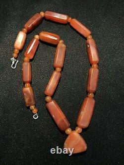 Beautiful Vintage Old Antique Pre Ankor Carnelian Agate Beads Necklace Cambodia