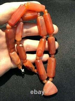 Beautiful Vintage Old Antique Pre Ankor Carnelian Agate Beads Necklace Cambodia