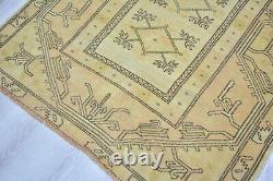 Beige Turkish Vintage Living Room Carpet, 3.9x6.6ft, Old Geometric Handmade Rug