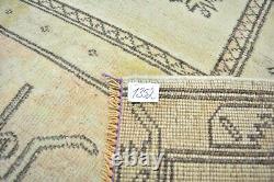 Beige Turkish Vintage Living Room Carpet, 3.9x6.6ft, Old Geometric Handmade Rug