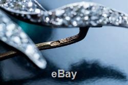 Belle Epoque Antique Russian Emerald Old Cut Diamond Gold Flower Brooch Pin