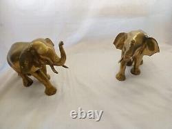 Brass Two Elephant Ancient value Heavy weight old Antique Museum Royal kingdom