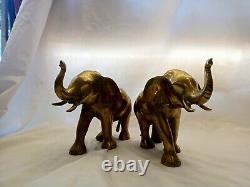 Brass Two Elephant Ancient value Heavy weight old Antique Museum Royal kingdom